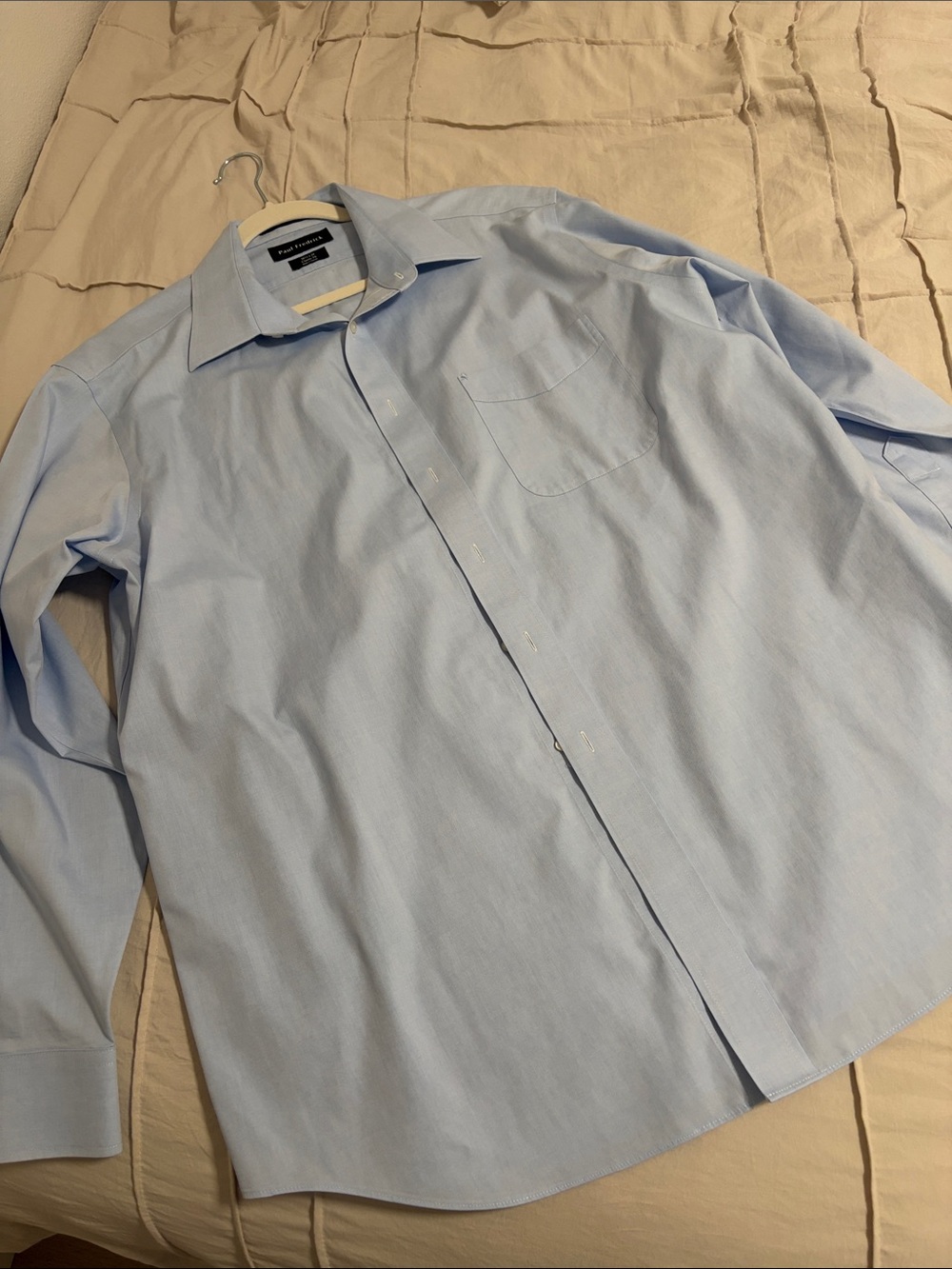 Paul Fredrick Light Blue Men's Dress Shirt - Spread Collar